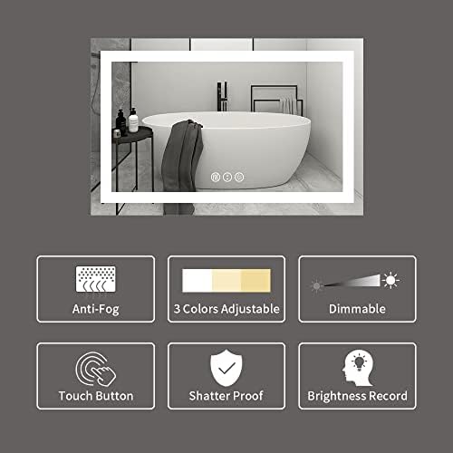 Amorho LED Bathroom Mirror 40"X32" with Front Light and Backlit