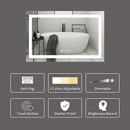 Amorho LED Bathroom Mirror 40"X32" with Front Light and Backlit