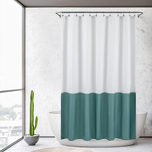 ALYVIA SPRING Waterproof Fabric Shower Curtain or Liner White/Teal, 72x72