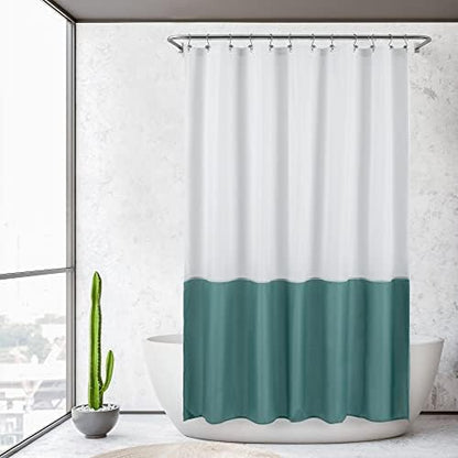 ALYVIA SPRING Waterproof Fabric Shower Curtain or Liner White/Teal, 72x72