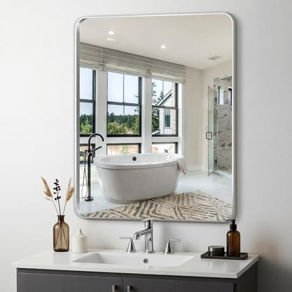 Delma Bathroom Vanity Mirror, Silver Framed Mirror for Over Sink, 36x30