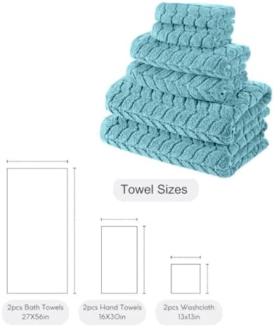 BAGNO MILANO Turkish Cotton Bath Towels, Hand Towels - Soft Plush Jacquard Collection - Highly Absorbent Towel Set (Aqua Green, 6 pcs Towel Set)