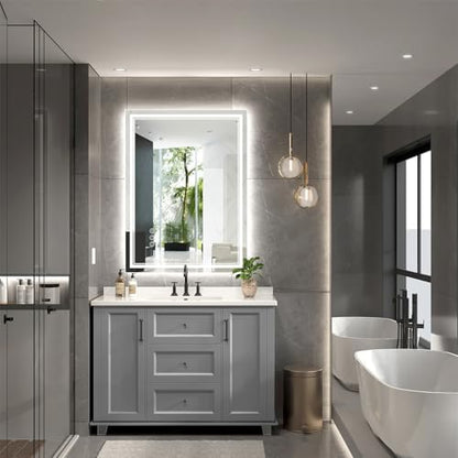 Ratsamee 24"x32" LED Bathroom Mirror with Lights, Backlit + Front Lit