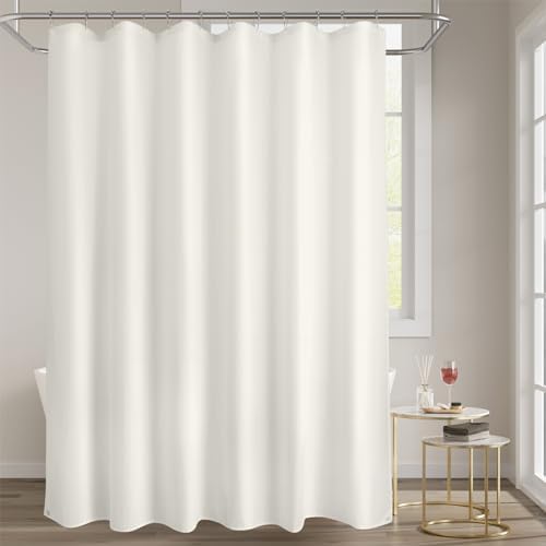 Titanker Fabric Shower Curtain Liner Washable, 70 x 72 Inches, Cream Shower Liner Fabric with 2 Magnets, Bathroom Polyester Shower Liner Waterproof Soft Lightweight, Cream