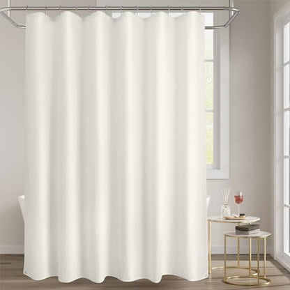Titanker Fabric Shower Curtain Liner Washable, 70 x 72 Inches, Cream Shower Liner Fabric with 2 Magnets, Bathroom Polyester Shower Liner Waterproof Soft Lightweight, Cream