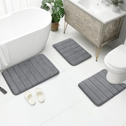 BYSURE Dark Grey Memory Foam Bath Mats Extra Long