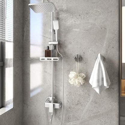 4 Pack Bath Towel Hooks, Wall Mount Towel Holder Chrome Finish Towel Rack, Heavy Duty Robe Coat Loofah Hooks for Shower, Kitchen,Hotel, Pool Tile, Brick Modern Style Decor Wall Hooks