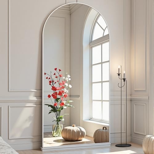 Dewfig Full Length Mirror, 70"x26" Arched Full Body Mirror, White