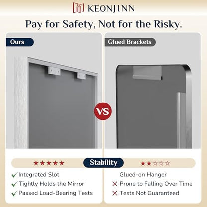 Keonjinn 55x30 Inch Nickel Bathroom Mirror for Over Sink, Rectangular