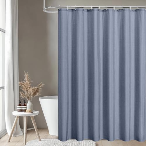 Extra Long Fabric Shower Curtain,No Liner Needed,72x84,Blue Gray