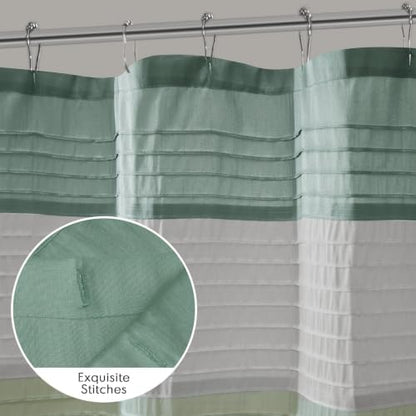 Madison Park Amherst 72 x 72 Bathroom Shower Curtain, Faux Silk, Green