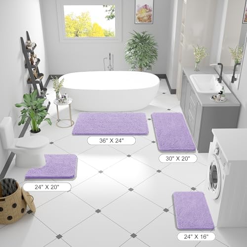 OLANLY Bathroom Runner Rugs 47x20, Extra Soft Absorbent Chenille Bath Rugs