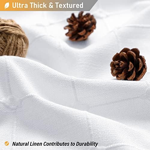 BTTN Long Boho Farmhouse Linen Heavy Duty Shower Curtain Set, 72x84, White