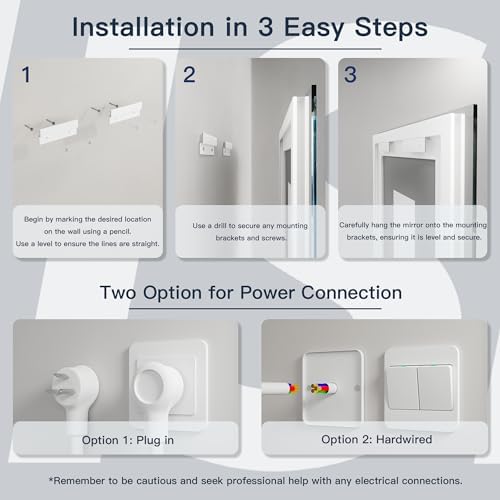 ISKM 40x36 LED Mirror for Bathroom, Front and Back Lit, Anti-Fog, Dimmable