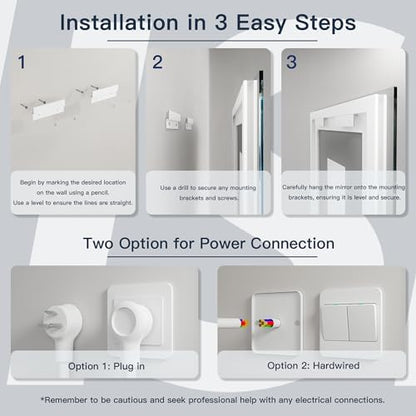 ISKM 60x40 LED Mirror for Bathroom, Front and Back Lit, Anti-Fog, Dimmable