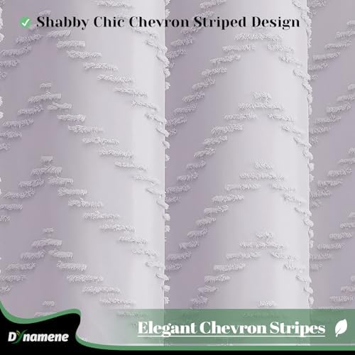 Dynamene Boho Farmhouse Shower Curtain Tufted Chevron 72"x72" Laverder