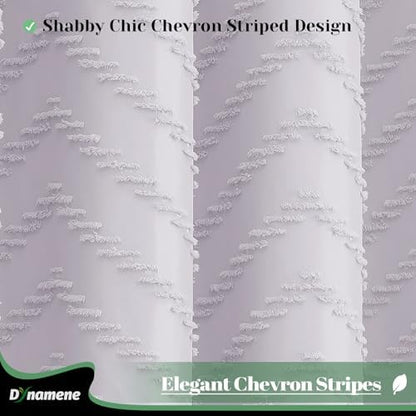 Dynamene Boho Farmhouse Shower Curtain Tufted Chevron 72"x72" Laverder