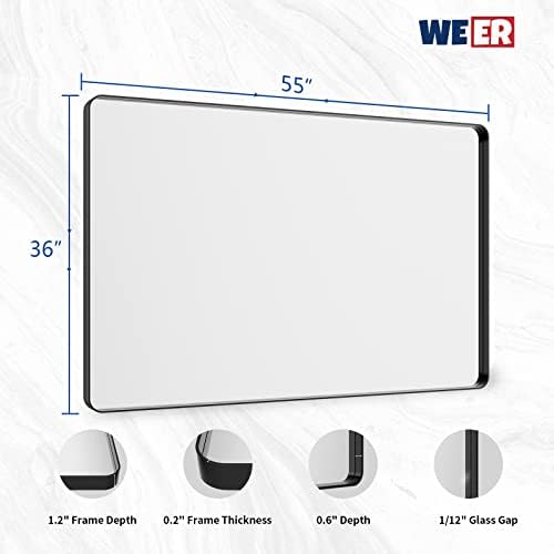 WEER Black Bathroom Vanity Mirror 55X36 Inch