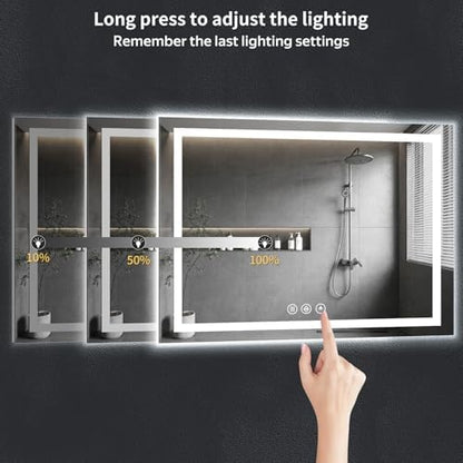 60"x36" LED Bathroom Mirror with Lights, Backlit+Frontlit, Anti-Fog