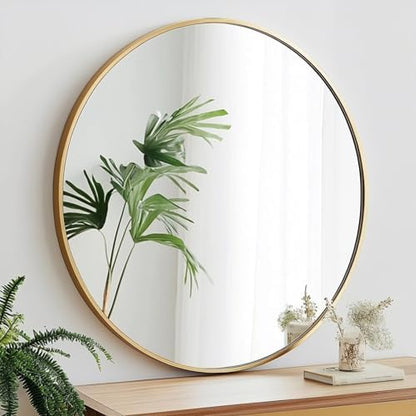Oruii Small Round Mirror, 16 inch Gold Circle Mirror, Gold Metal Frame