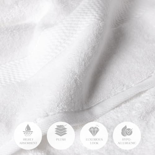 Superior Egyptian Cotton Plush & Absorbent, Bath Towel Set of 4, White