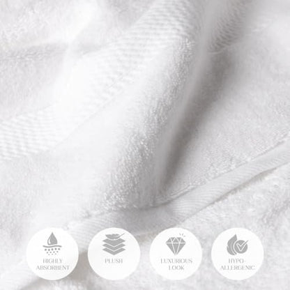 Superior Egyptian Cotton Plush & Absorbent, Bath Towel Set of 4, White