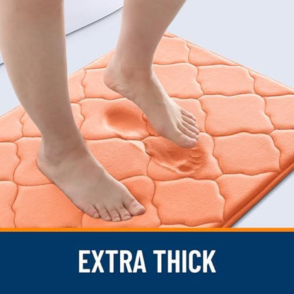OLANLY Memory Foam Bath Mat Rug 30X20, Ultra Soft Bathroom Rugs, Peach