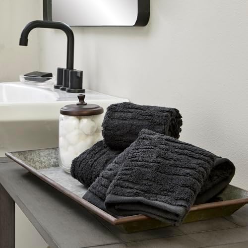 SKL Home CloudSoft Hand Towel Set, 2-Piece, 100% Cotton Luxury, Slate
