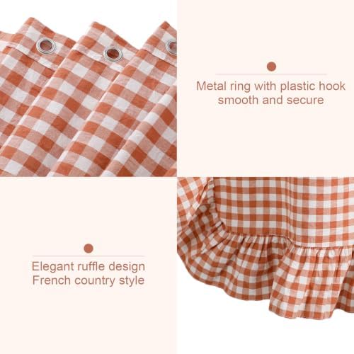 HunnmingRe Ruffled Gingham Shower Curtain Orange