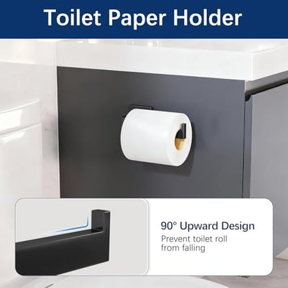 Gypie Bathroom Accessories Set Wall Mounted, 10-Piece 16In Matte Black