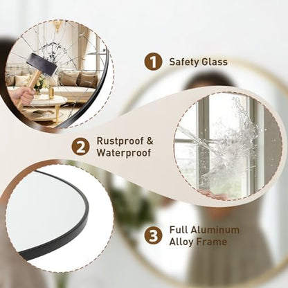 NEWBULIG 20 Inch Round Wall Mirror, Bathroom Mirrors for Over Sink