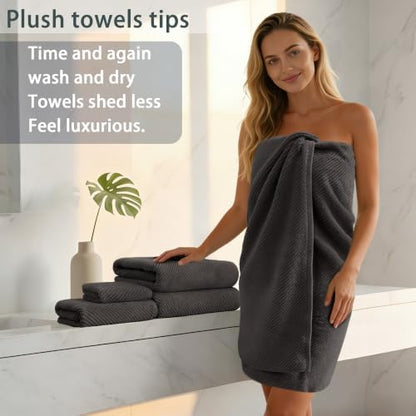 VOOVA & MOVAS 3PC Towel Set, 100% Cotton, Grey