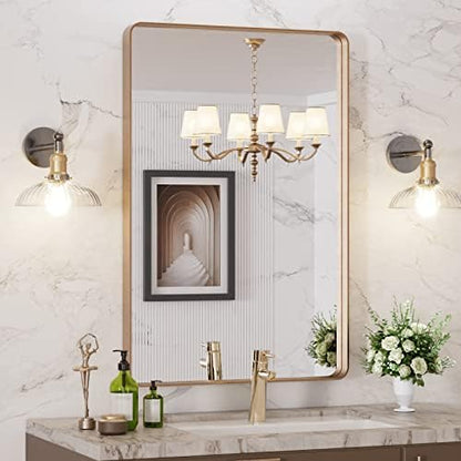 LOAAO 24"X36" Gold Bathroom Mirror