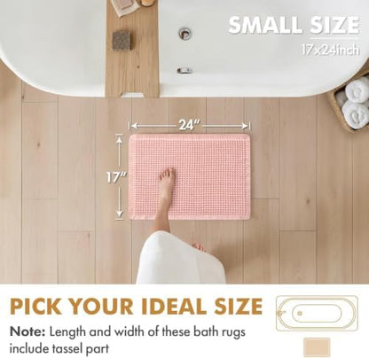 MIULEE Set of 2 Waffle Bathroom Rugs Boho Bath Mat Pink 17x24 Inch