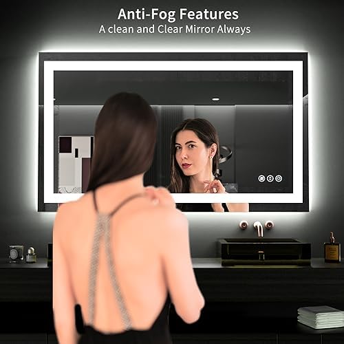 LOAAO 48"X28" LED Bathroom Mirror with Lights, UL Listed