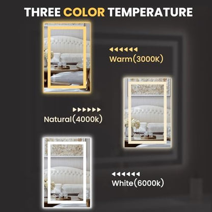 LOAAO 28"X34" LED Bathroom Mirror with Lights, UL Listed