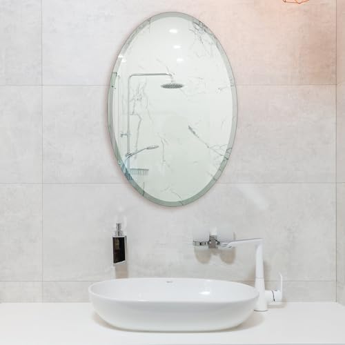 Bathroom Mirror for Over Sink 16" x 24" Oval Frameless Wall Mirror