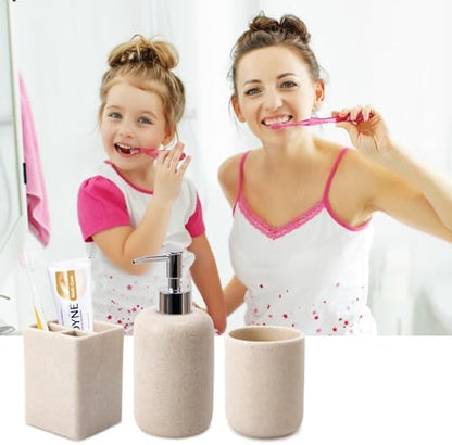 XLHOMO Resin Beige Bathroom Set, 6 Pcs Bath Decor and Accessories Sets
