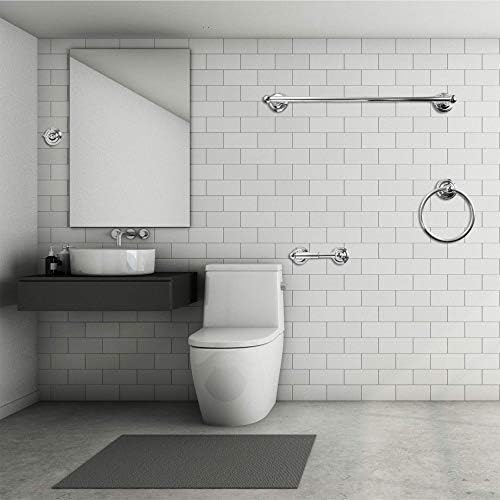 SENTO ROBIKI Modern Silver Bathroom Hardware Accessories Set, Includes Robe Hook, Toilet Paper Holder, Towel Ring, 24" Towel Bar, Duty Metal Bath Hardware Set Wall Mounted(4-Piece, Polished Chrome)