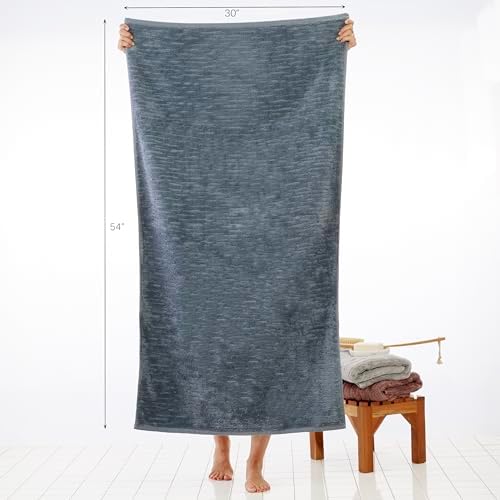 SKL Home CloudSoft Bath Towel Set, 6-Piece, 100% Cotton Luxury, Smoke Blue
