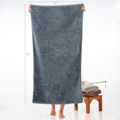 SKL Home CloudSoft Bath Towel Set, 6-Piece, 100% Cotton Luxury, Smoke Blue