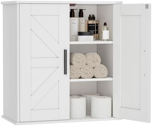 Homleke Bathroom Wall Cabinet, Medicine Cabinet with Adjustable Shelves