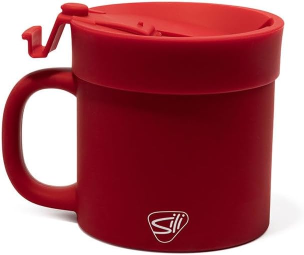 Silipint 16oz Silicone Coffee Mug Tumbler with Flip Lid – Unbreakable Dishwasher Safe Microwave Oven & Freezer Compatible – Cup for Hot Coffee Tea or Cold Drinks (Classic Red) Pack of 1