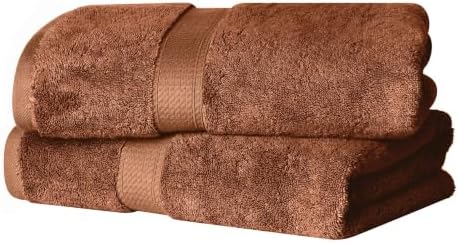 SUPERIOR Egyptian Cotton Plush & Absorbent, Bath Towel Set of 2, Rust