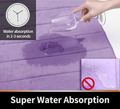 Yimobra Memory Foam Bath Mat, Super Soft Absorbent Bathroom Rug Non Slip, Quick Dry, Machine Washable Floor Carpet for Tub Shower, Home Decor Accessories, 24x17, Lavender