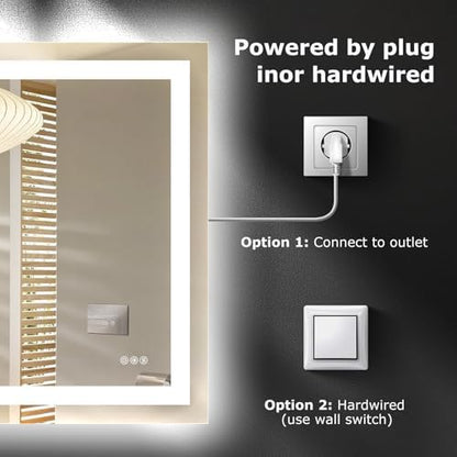 Hivone 72"X32" LED Bathroom Mirror with Lights, UL Listed