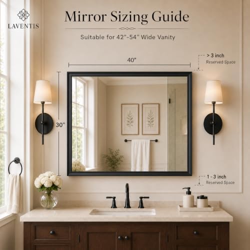 30x40 Inch Matte Black Bathroom Mirrors for Over Sink