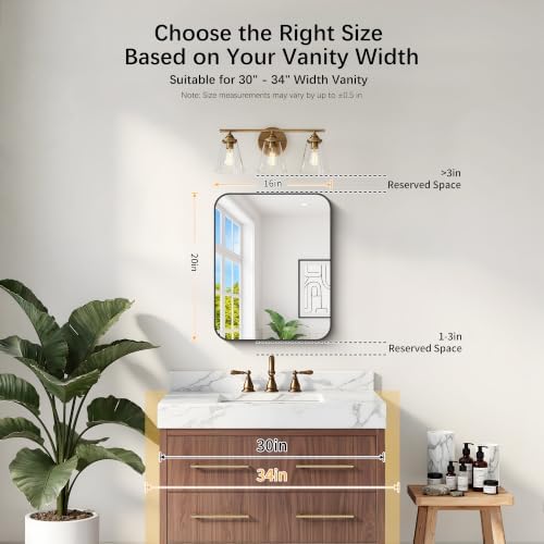 DESBING 16"x20" Bathroom Mirror for Over Sink, Black Framed Wall Mirror