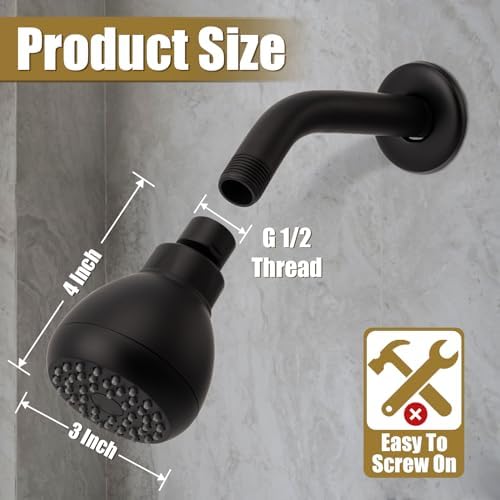 AISOSO Fixed Shower Head High Pressure 3 Inch Showerhead Matte Black