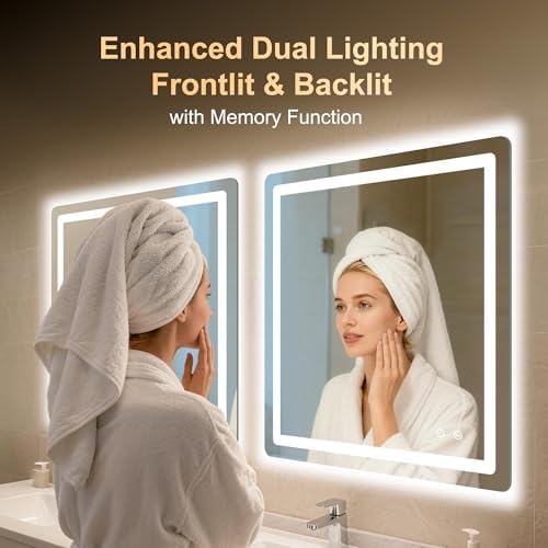 LED Bathroom Mirror, 30"x30" Bathroom Vanity Mirror with Lights